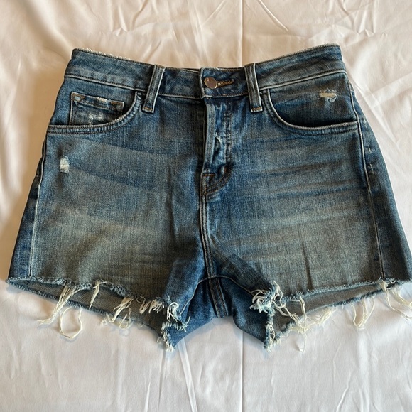 $200 J Brand Size 24 Gracie Distressed High Rise Denim Shorts EUC